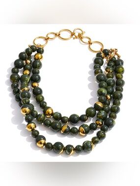 Anthro Green Multi-Strand Statement Necklace ✨